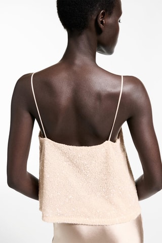 Top sequins fines bretelles - Nude