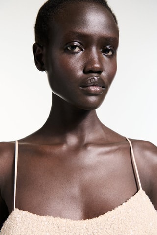 Top sequins fines bretelles - Nude