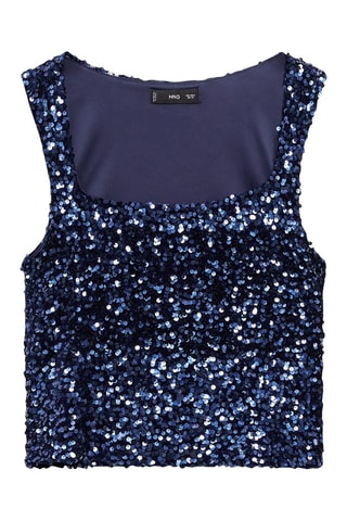 Top bretelles à sequins - Bleu marine