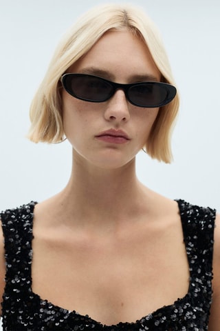 Top bretelles à sequins - Noir