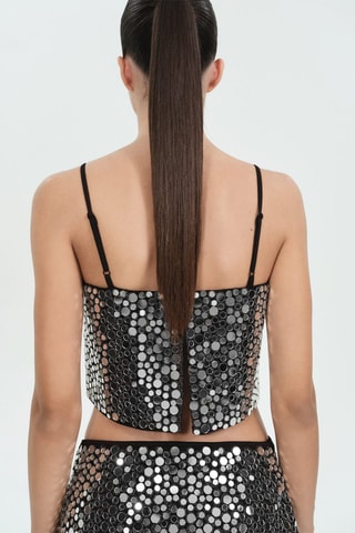 Crop top cristaux - Gris