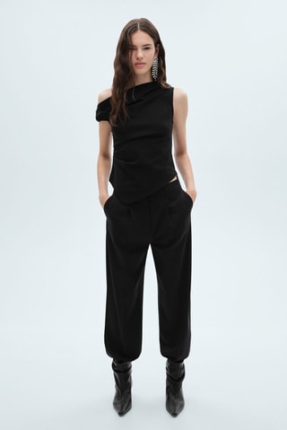 Top asymétrique drapé - Noir