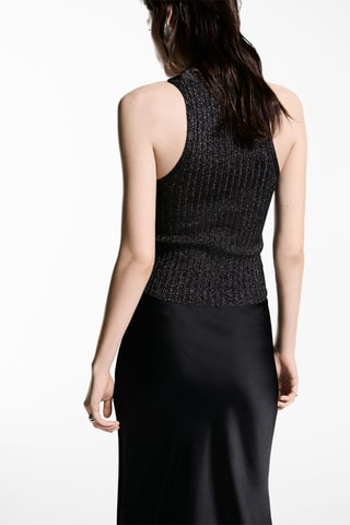 Top maille Lurex emmanchures américaines - Noir