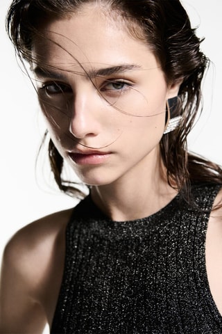 Top maille Lurex emmanchures américaines - Noir