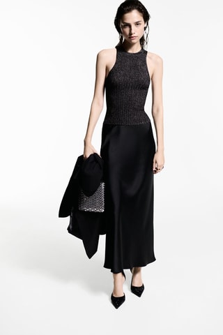 Top maille Lurex emmanchures américaines - Noir