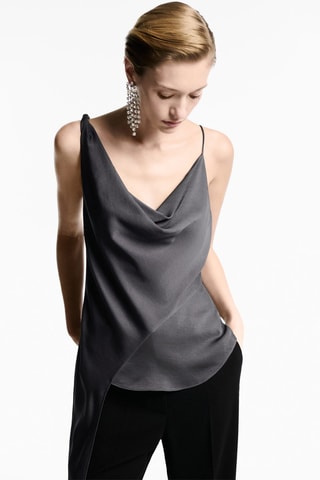 Top asymétrique col bénitier - Gris