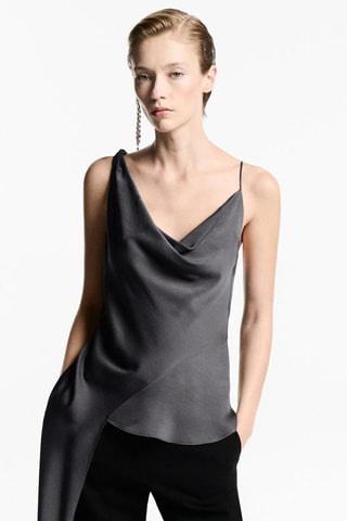 Top asymétrique col bénitier - Gris