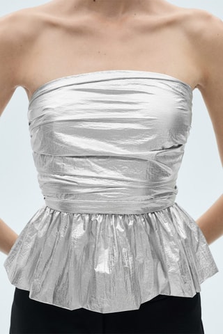 Top métallisé péplum - Argenté