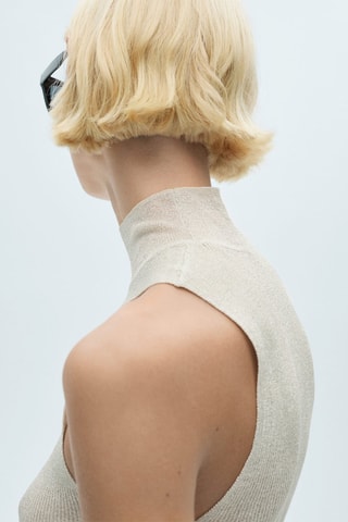 Top maille Lurex col montant - Argenté