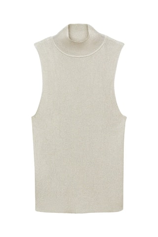 Top maille Lurex col montant - Argenté