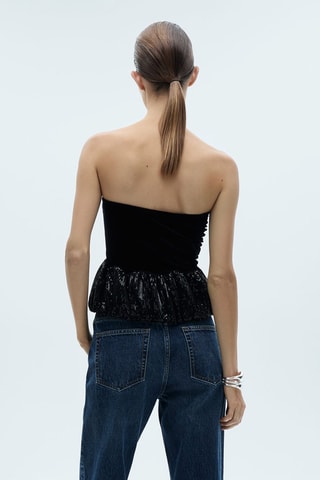 Top péplum détails paillettes - Noir