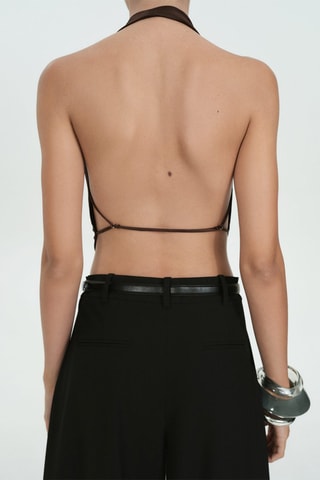 Top encolure drapée dos nu - Marron