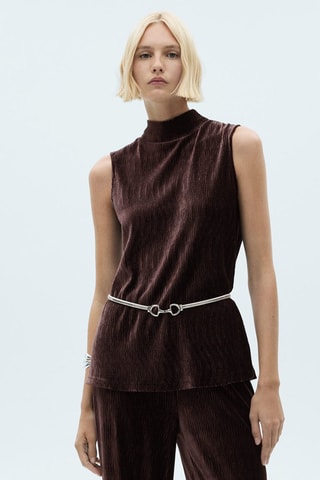 Top velours col montant - Bordeaux