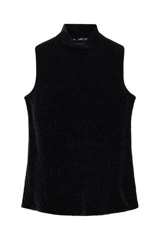 Top velours col montant - Noir