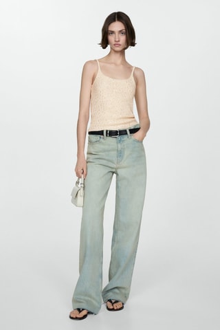 Top bretelles à sequins - Ecru