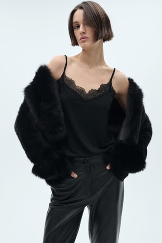 Top fluide dentelle - Noir