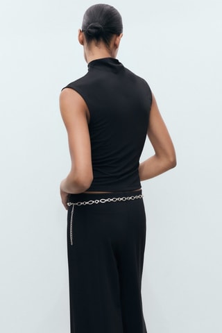 Top drapé en maille fine - Noir