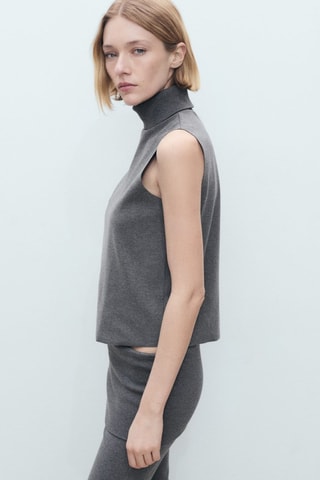 Haut à col roulé sans manches - Gris