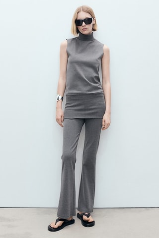 Haut à col roulé sans manches - Gris