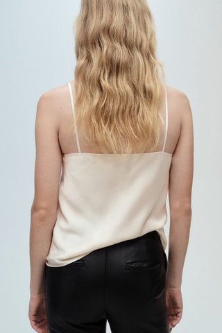Top satiné bretelles fines - Blanc cassé