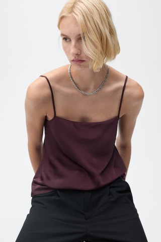 Top satiné bretelles fines - Lie-de-vin