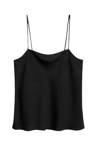 Top satiné bretelles fines - Noir