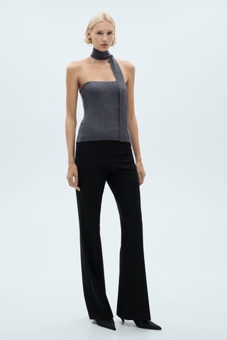 Top Lurex nœud - Gris