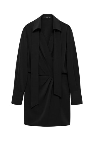 Robe cache-cœur col chemise - Noir