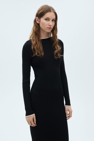 Robe maille liserés contrastants - Noir