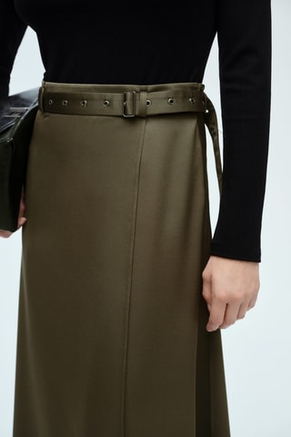 Robe à ceinture tissu combiné - Kaki