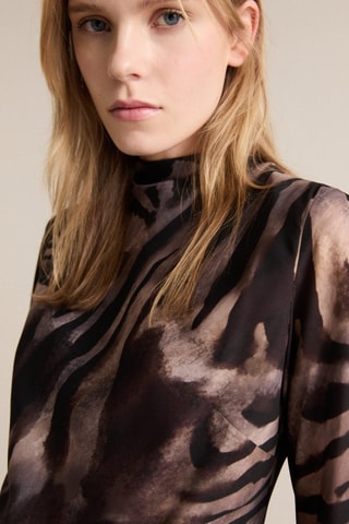 Robe satinée nœud dos zèbre - Marron