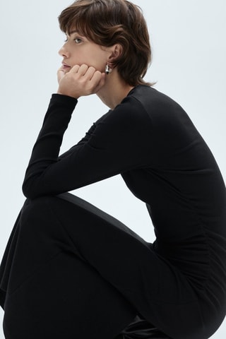 Robe midi coton - Noir