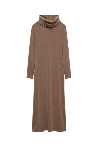 Robe maille col roulé - Marron