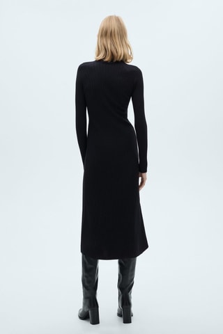 Robe évasée maille col montant - Bleu marine