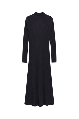 Robe évasée maille col montant - Bleu marine