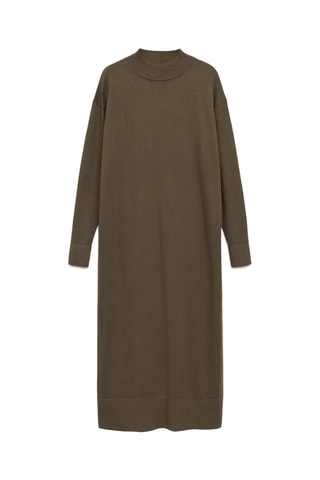 Robe maille col montant - Kaki