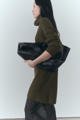 Robe courte maille col roulé - Kaki