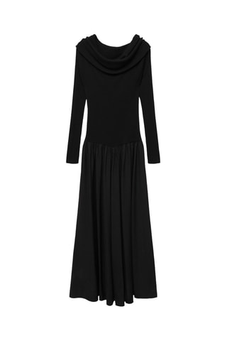 Robe épaules dénudées en tissu combiné - Noir