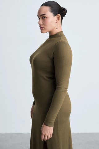 Robe maille ouverture - Kaki