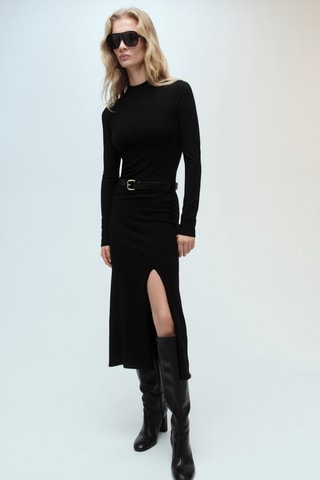 Robe maille ouverture - Noir