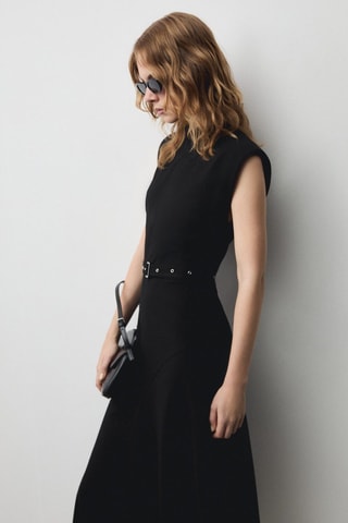Robe asymétrique ceinture - Noir
