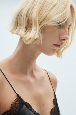 Robe style lingerie similicuir - Noir