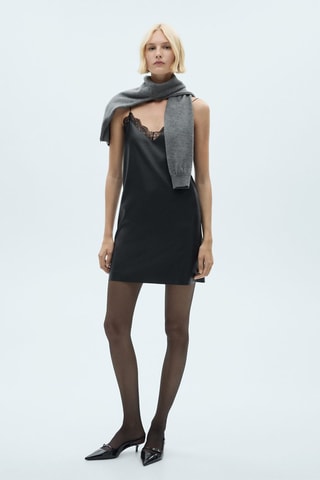 Robe style lingerie similicuir - Noir