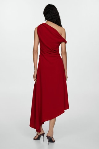 Robe asymétrique froncée - Rouge