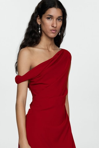 Robe asymétrique froncée - Rouge