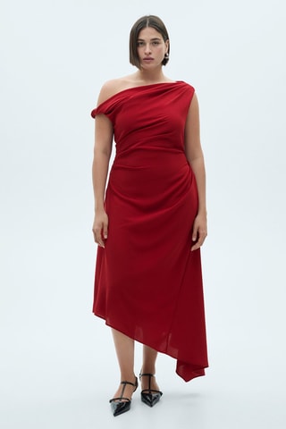 Robe asymétrique froncée - Rouge