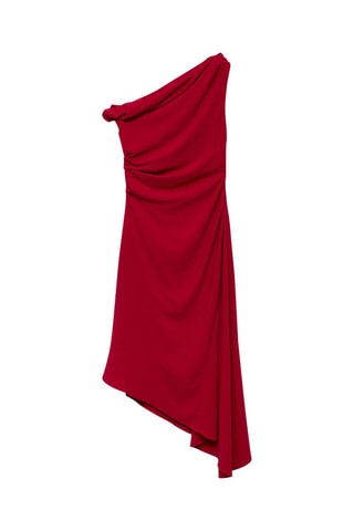 Robe asymétrique froncée - Rouge