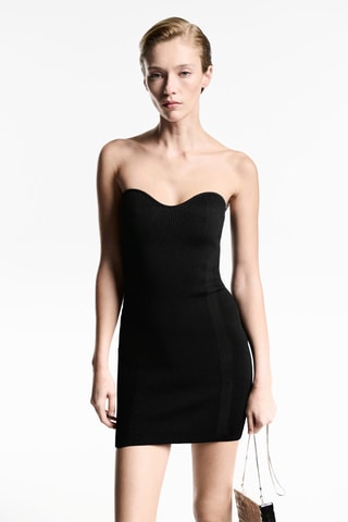 Robe maille encolure coeur - Noir