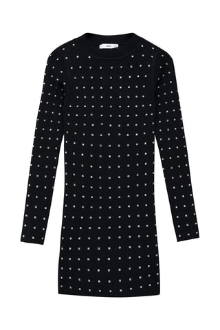 Robe maille détail strass - Noir