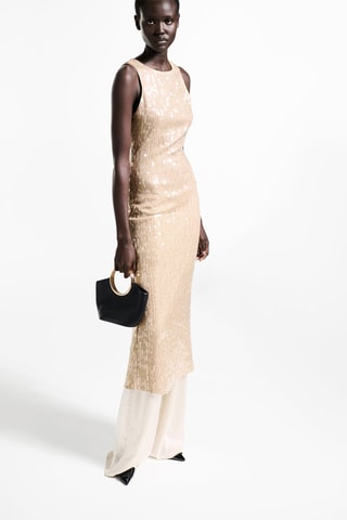 Robe sequins décolletée dans le dos - Doré